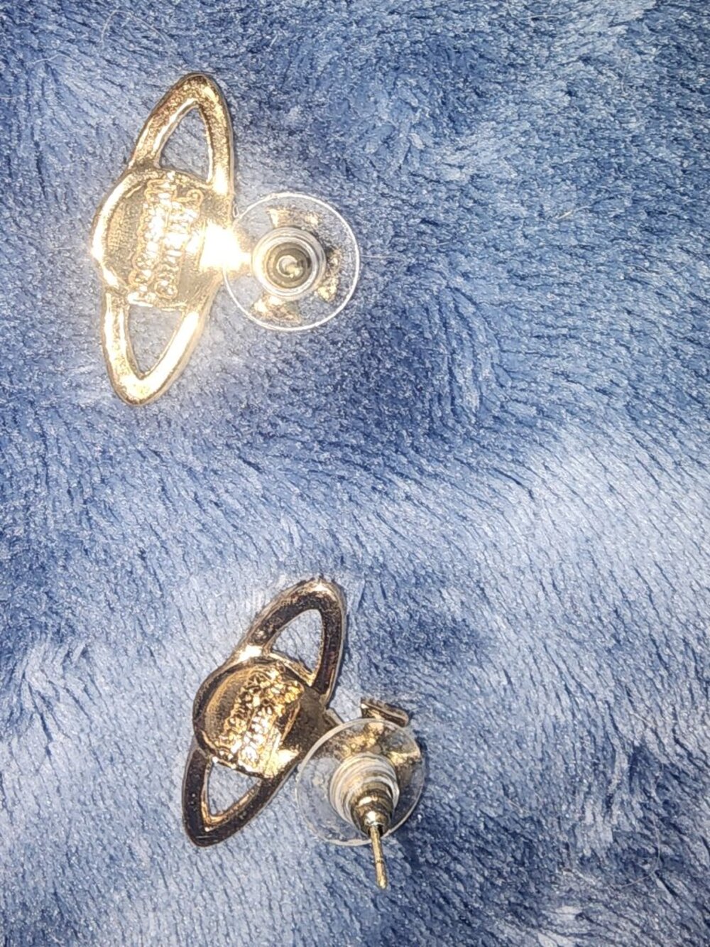 Earrings Pierce Saturn Orb Rhinestone - Picture 3 of 3